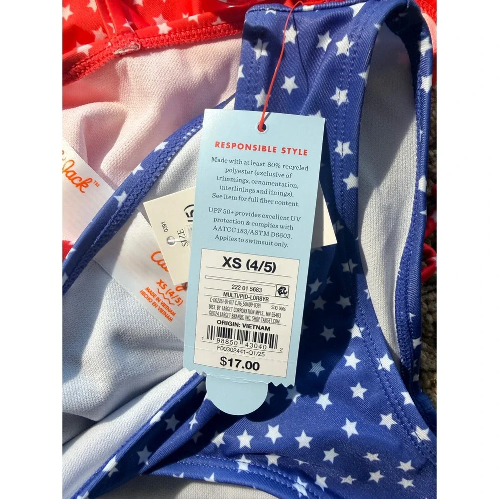 Cat & Jack Patriotic Stars Tankini Swim Bathing Suit Girls 4/5 XS NEW NWT